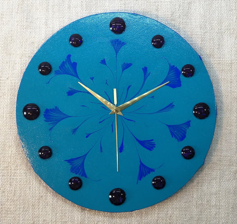 Blue Lily 30cm Canvas Clock by John Davis