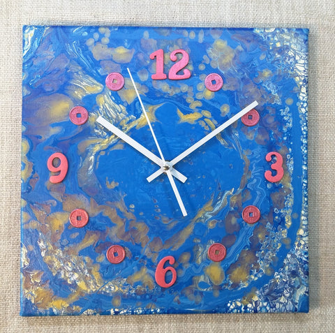 Lucky Coins 30cmx30cm Canvas Clock by John Davis