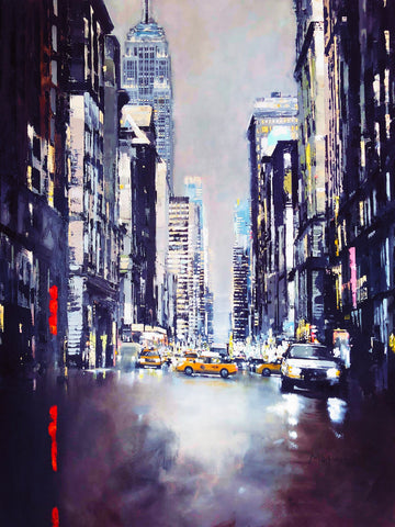 Empire State Building 5th Avenue (Blue Metal) Limited Edition Print by Jose Martinez