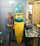 "Wishing you were here-Bondi Beach" Original 7'6" Surfboard Painting by John Davis